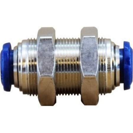 Midland Metal Tube Bulkhead Union, Union FittingConnector, 532 Nominal, PushIn End Style, 067 Hex, 290 p 20125N